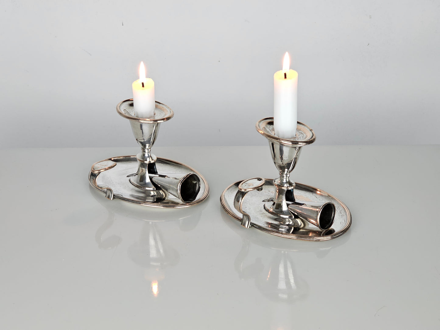 Pair of Silver Candle Chambersticks