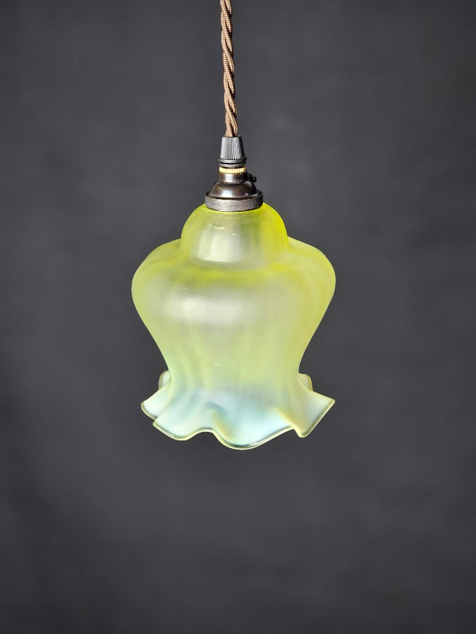 Antique Vaseline Glass Pendant Lamps