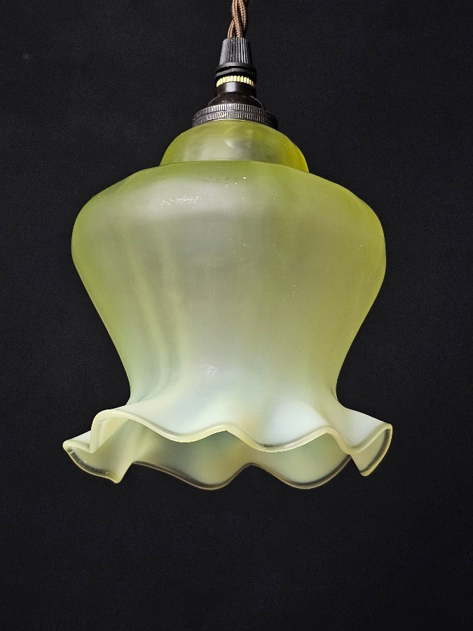 Antique Vaseline Glass Pendant Lamps