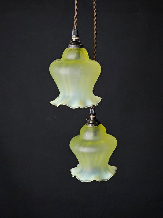 antique vaseline glass pendant lamps 