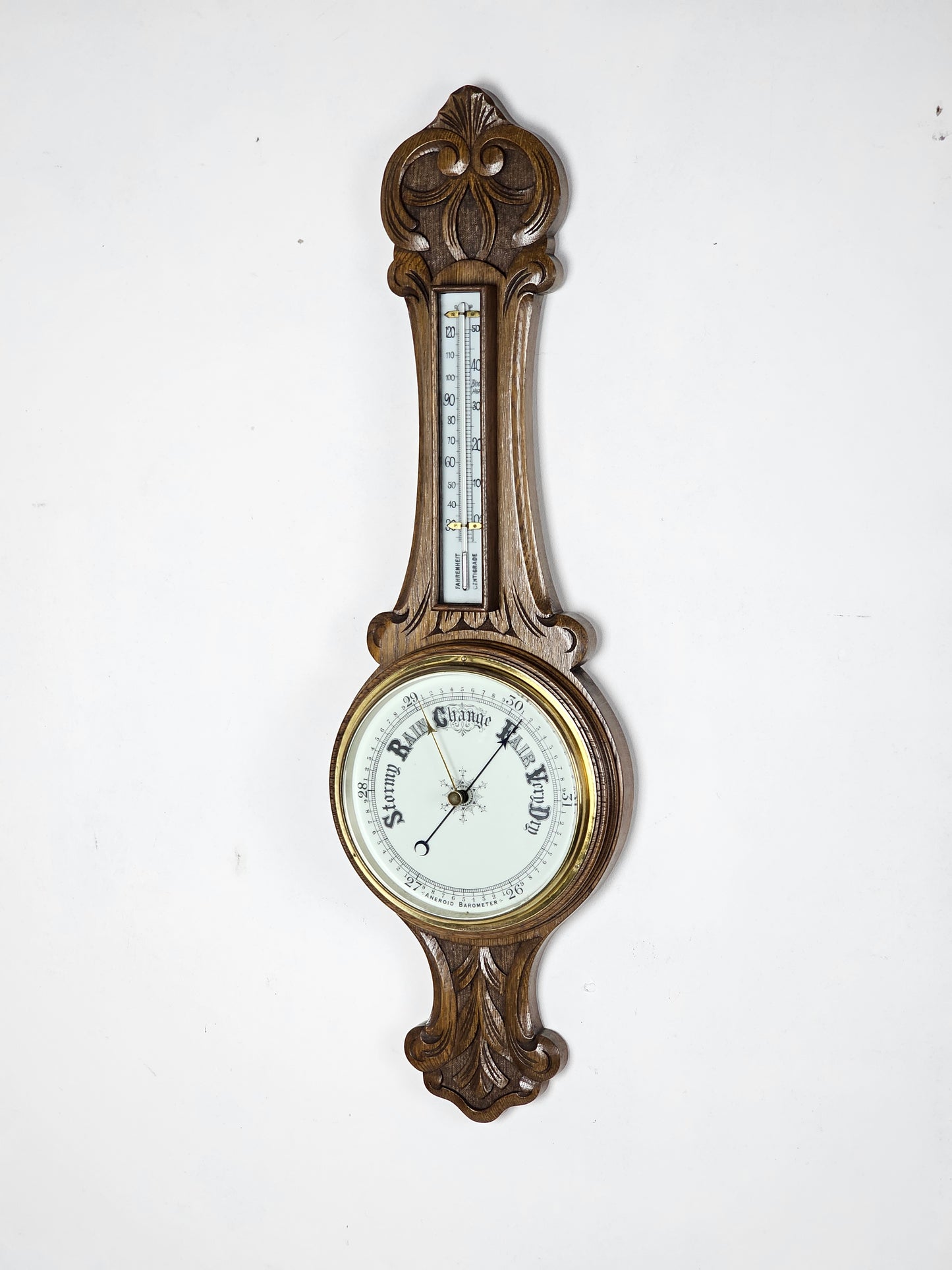 oak aneroid barometer