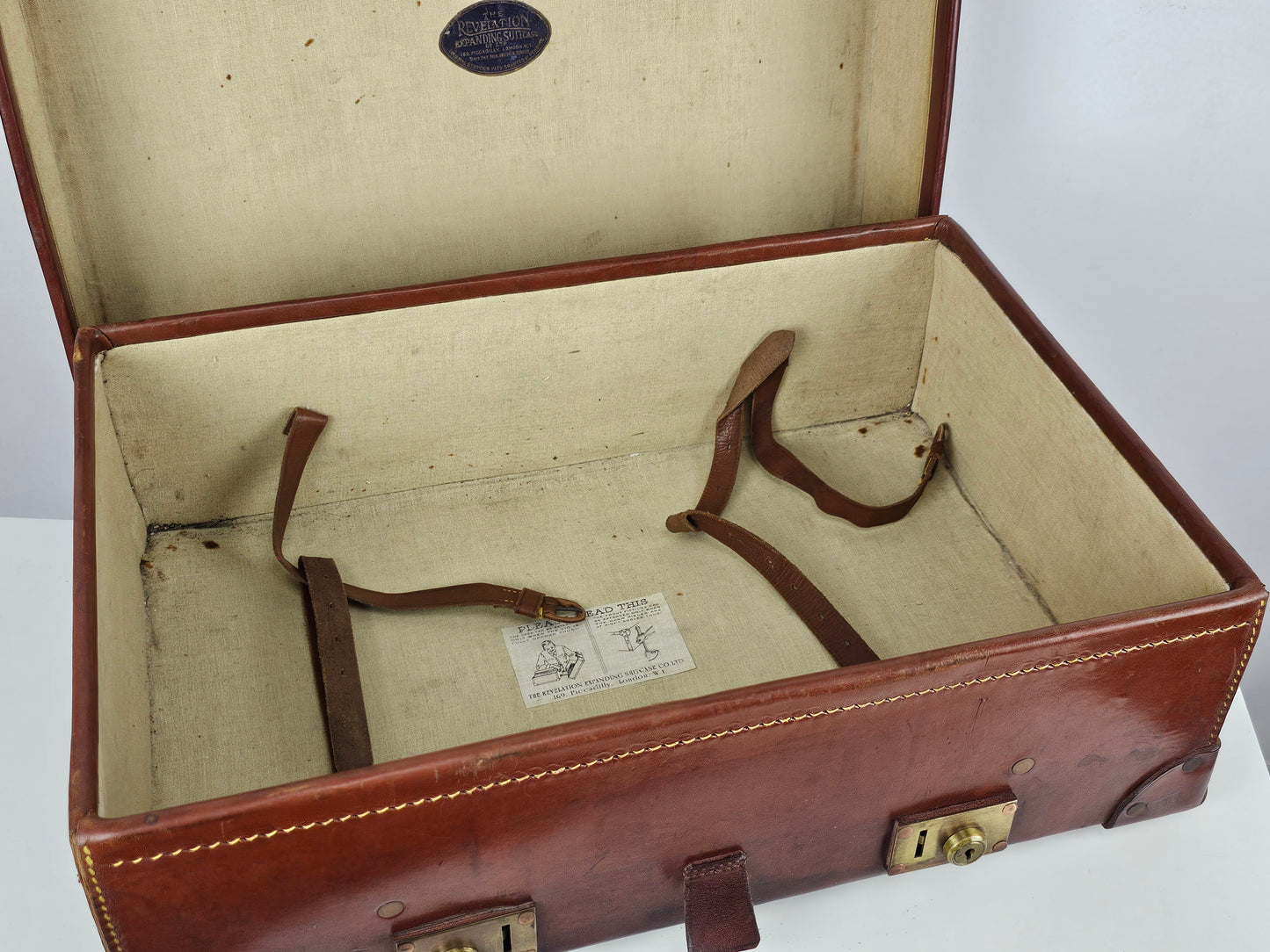 Antique Leather Expanding Suitcase
