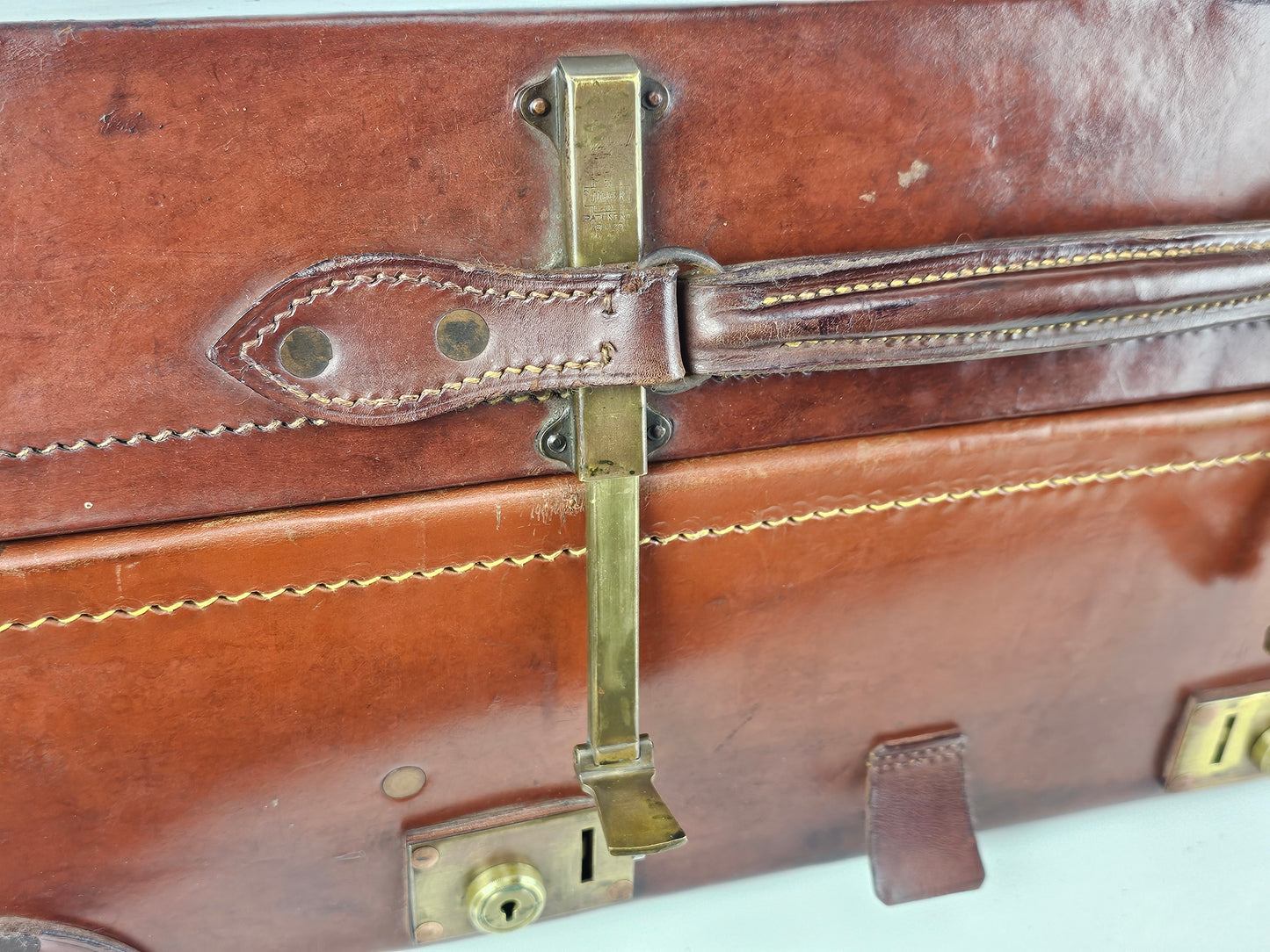 Antique Leather Expanding Suitcase