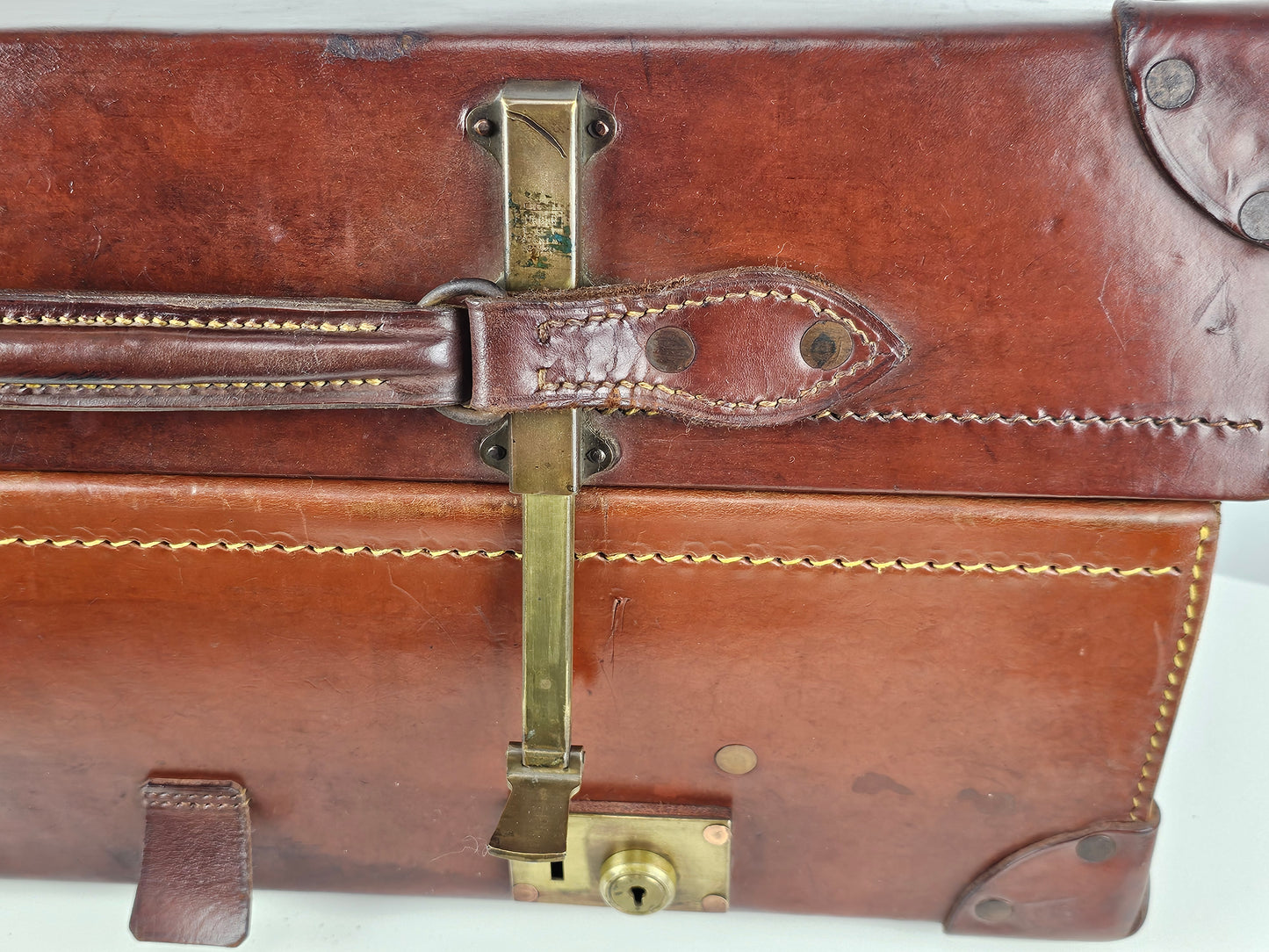 Antique Leather Expanding Suitcase