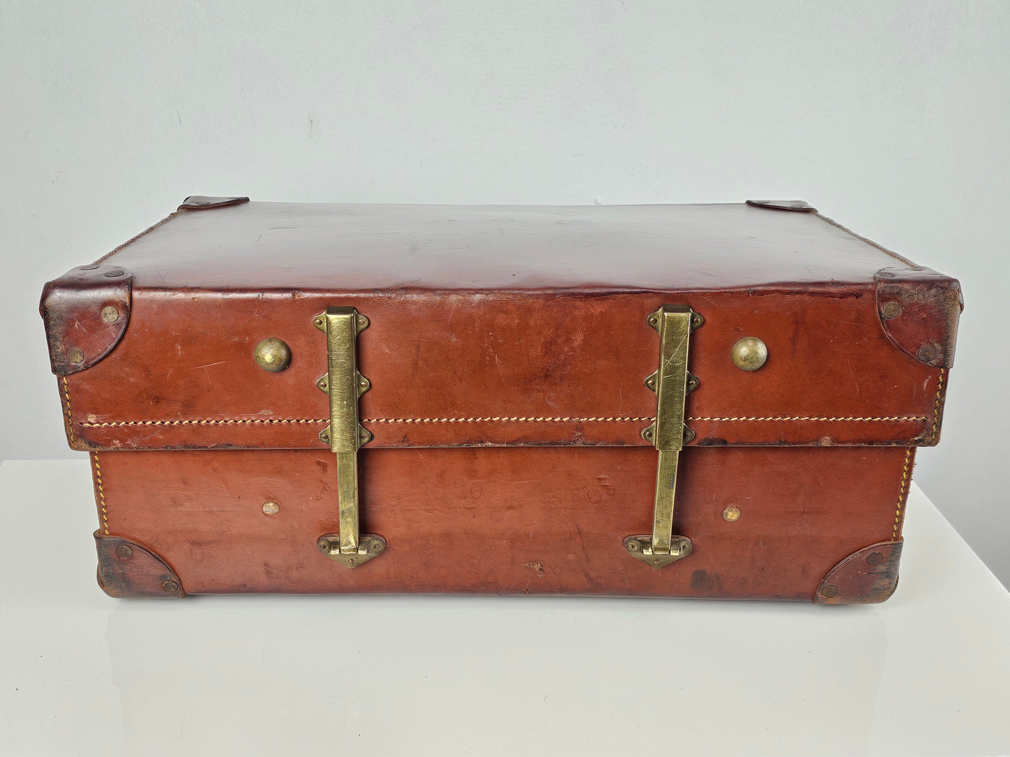Antique Leather Expanding Suitcase