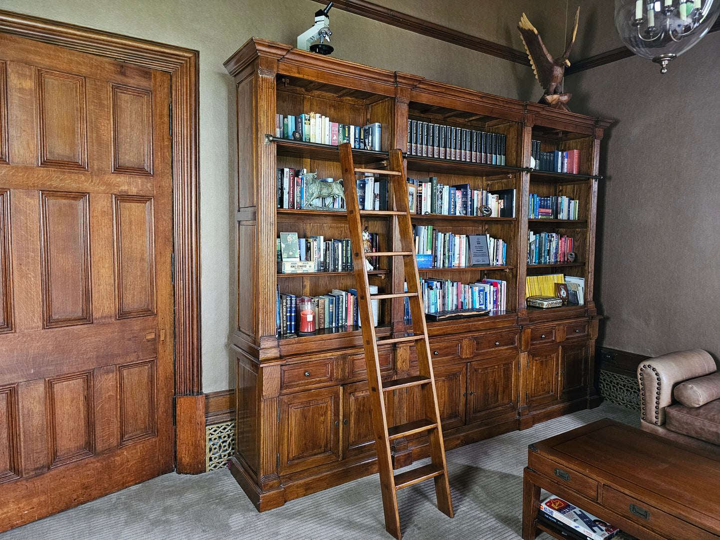 Very Large Oak Library Bookcase Bookshelves