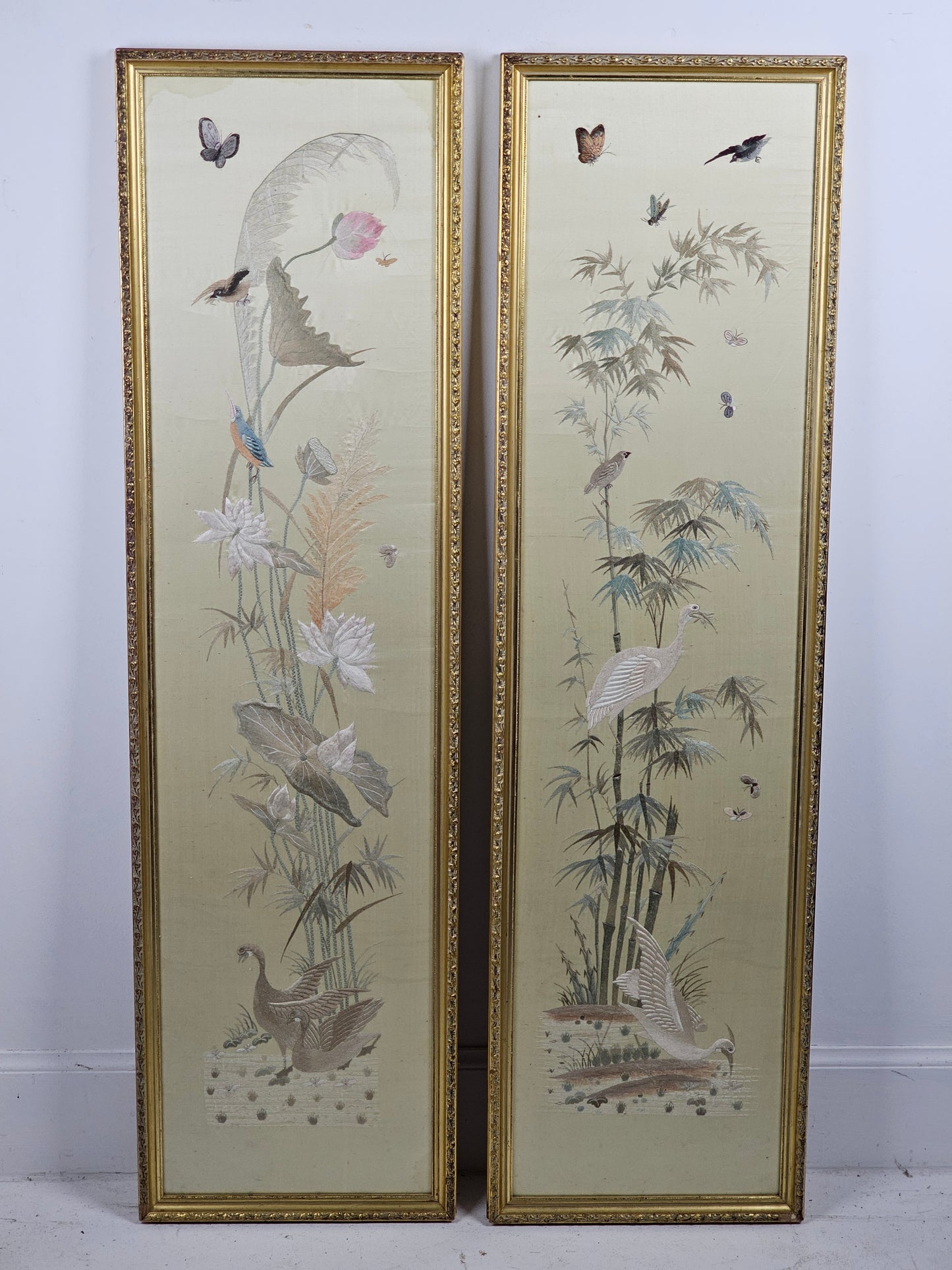 hand embroidered silk panels