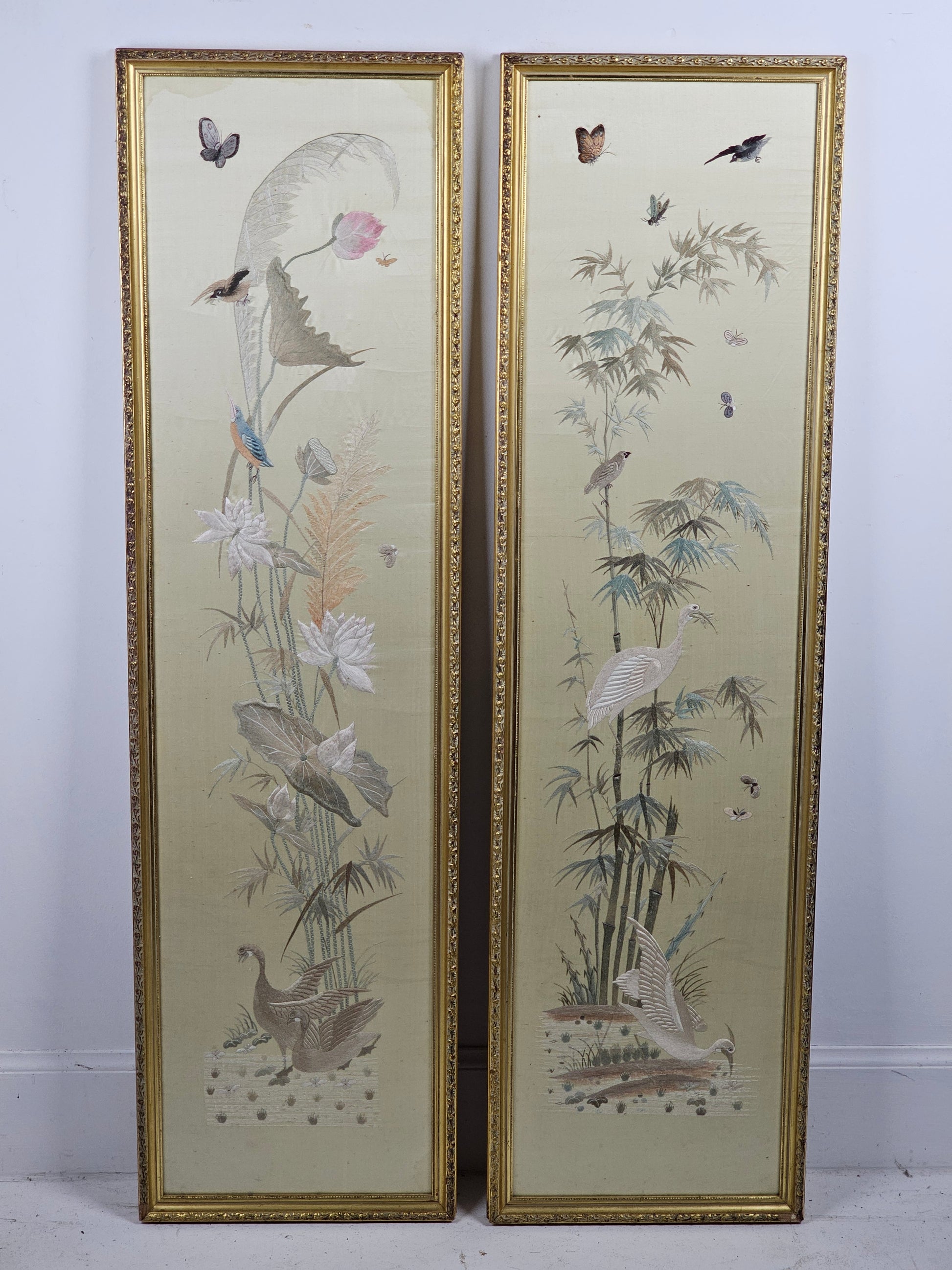 hand embroidered silk panels
