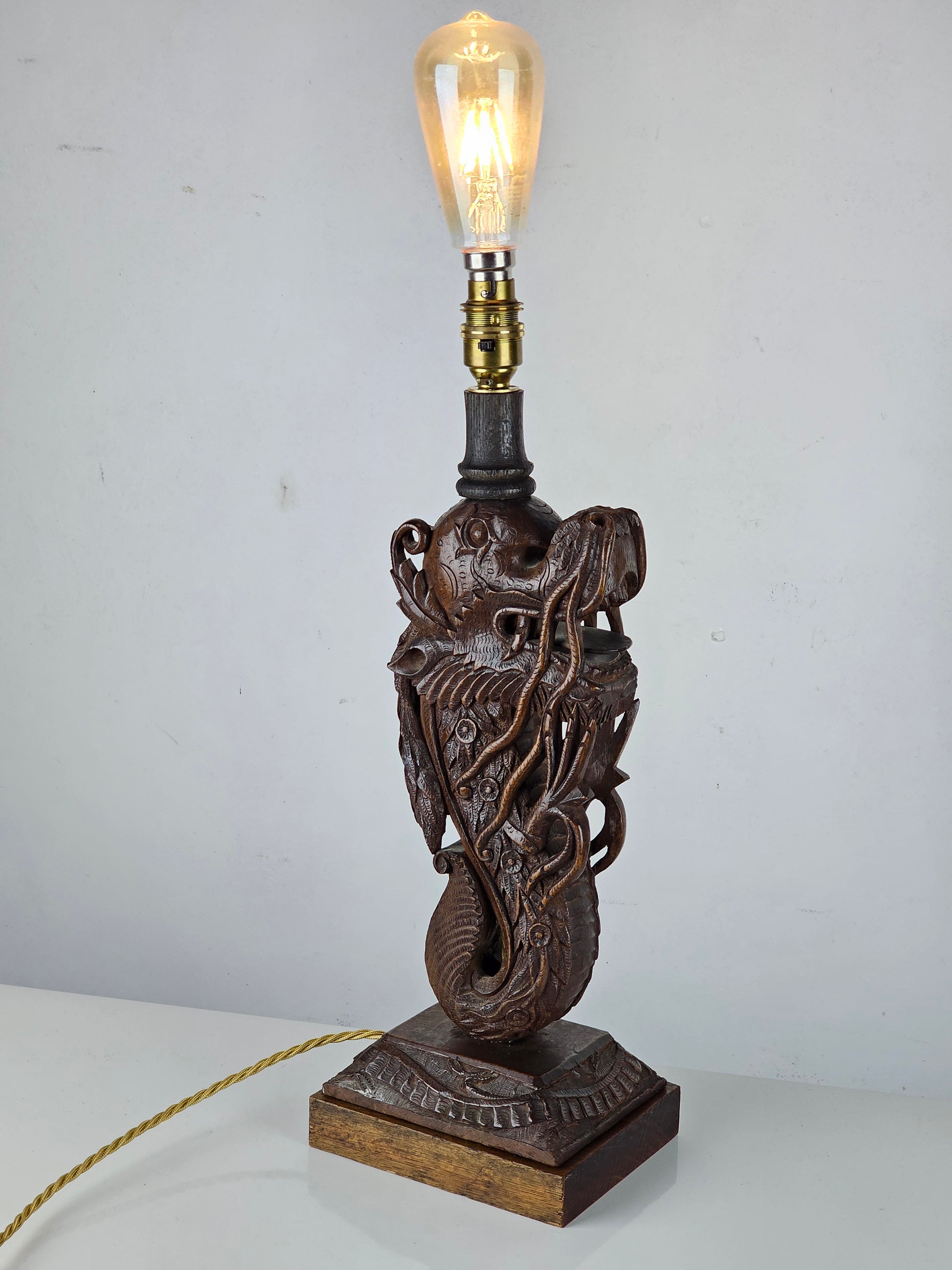 Carved Shenlong Dragon Table Lamp