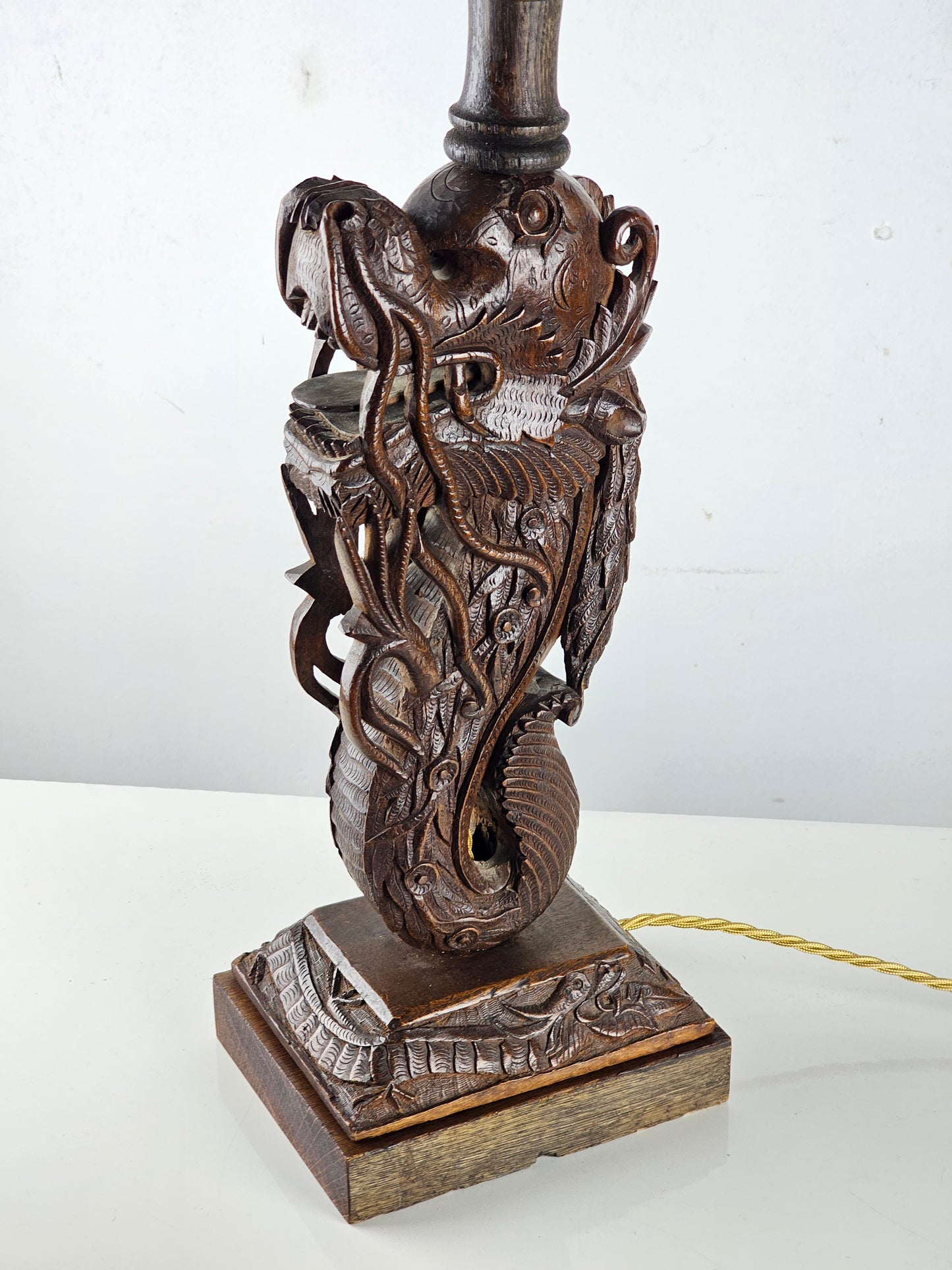 Carved Shenlong Dragon Table Lamp