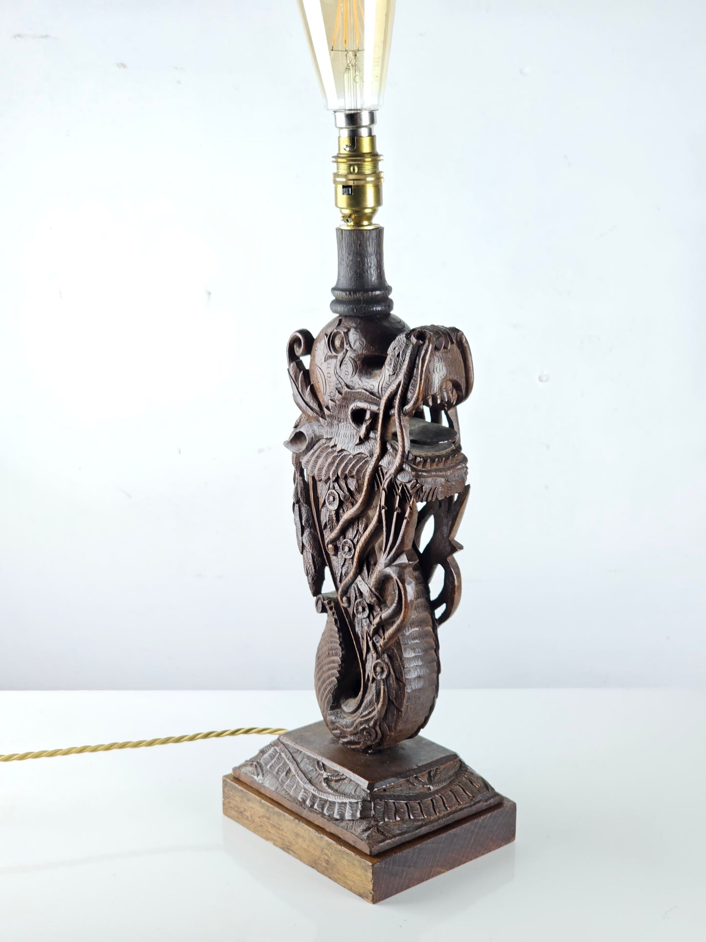 Carved Shenlong Dragon Table Lamp