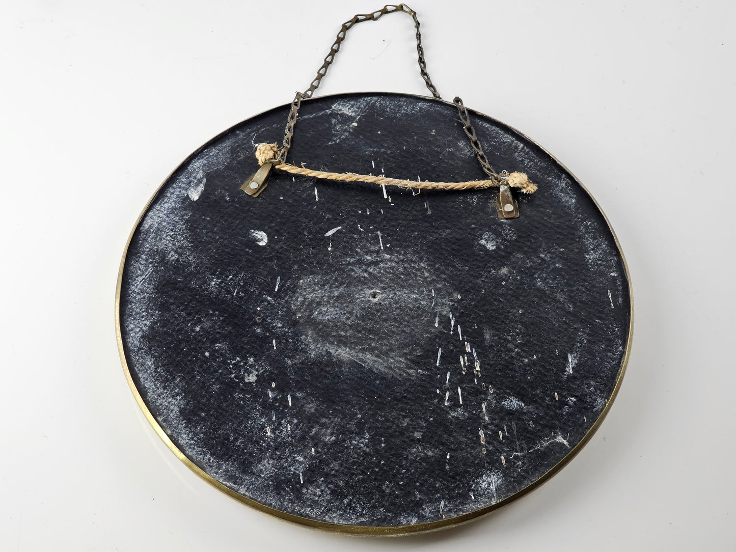 Vintage Brass Framed Round Convex Mirror