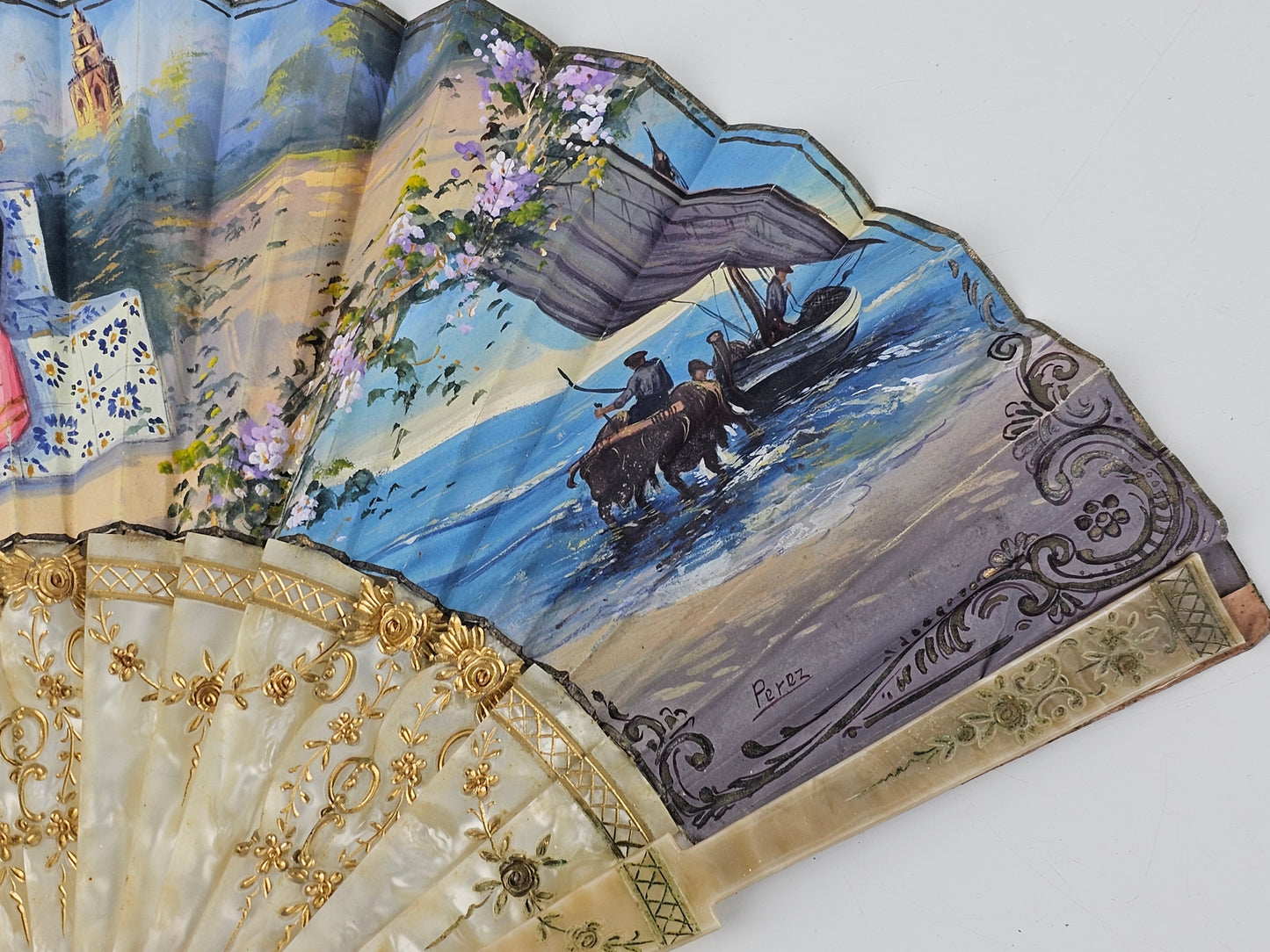 Antique hand painted Fan