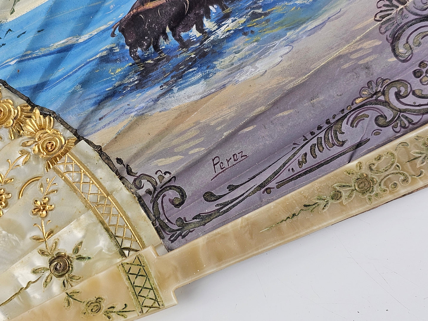 Antique hand painted Fan
