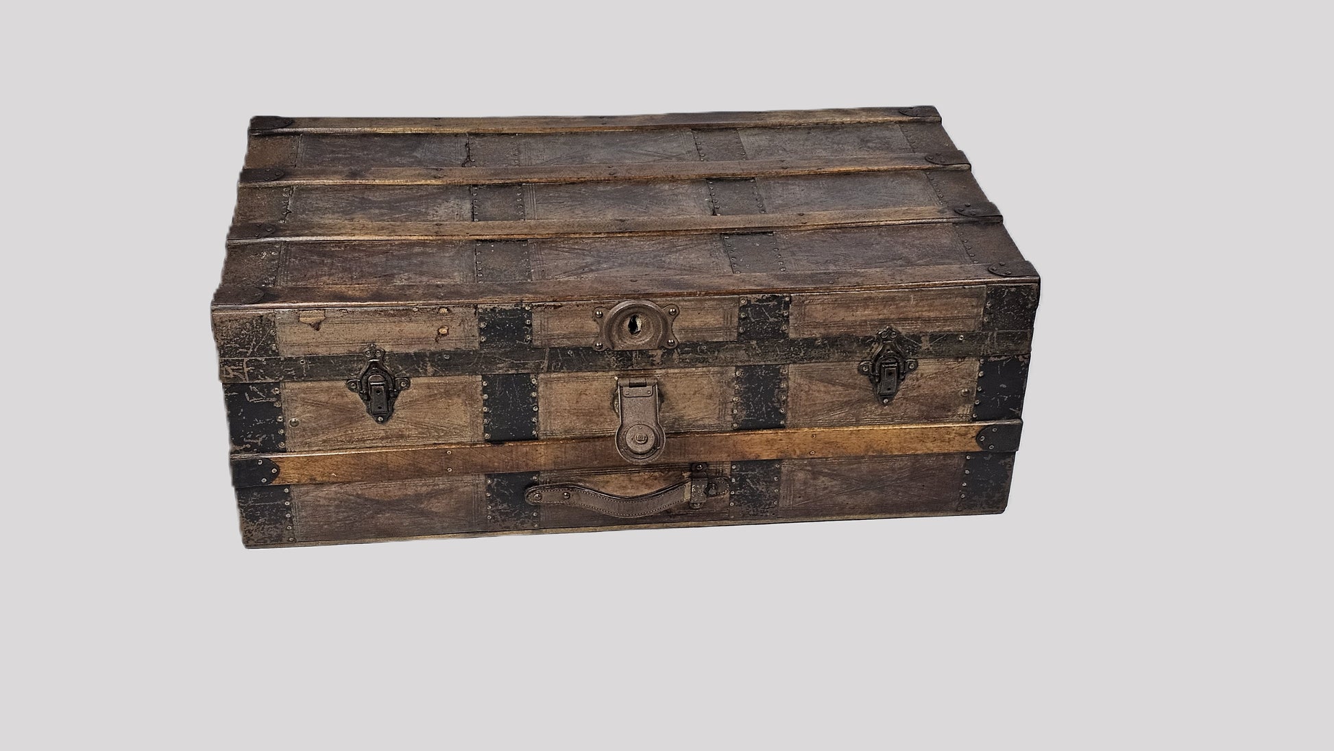 leather bound storage trunk