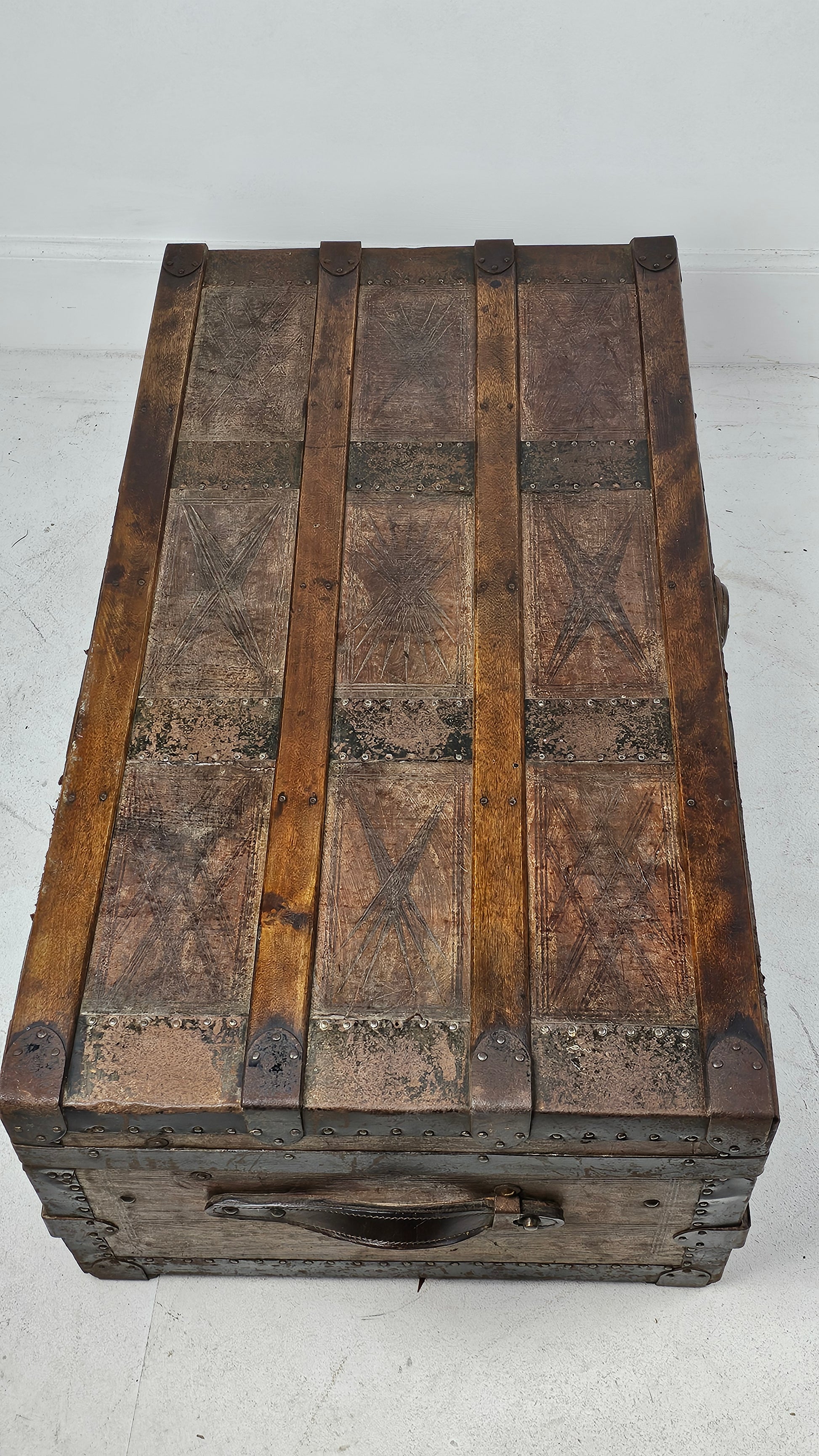 leather bound storage chest