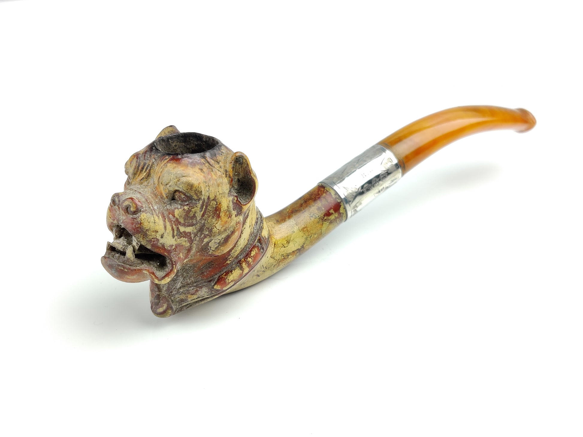 carved  Bulldog Meerschaum  pipe