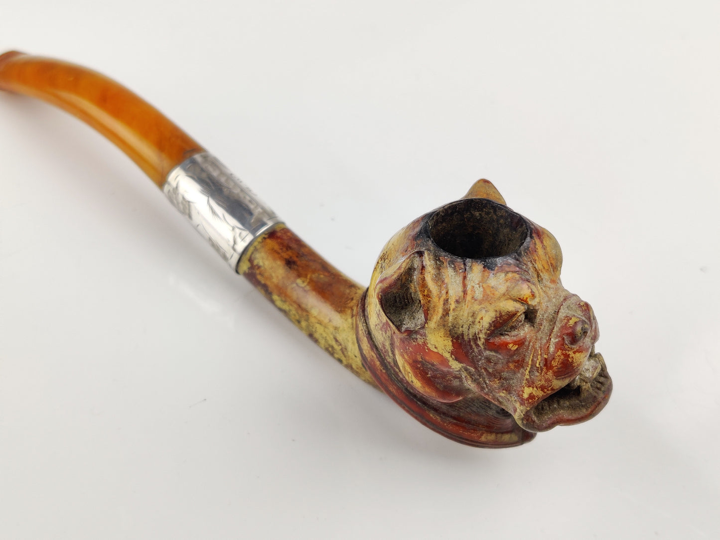 Carved Meerschaum "Bulldog" Pipe