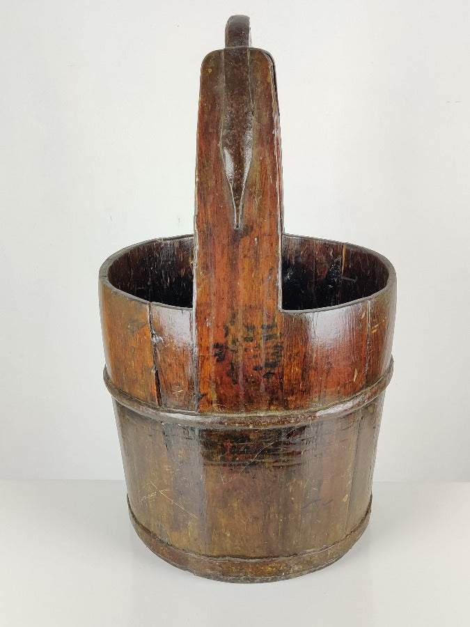 primitive wooden bucket