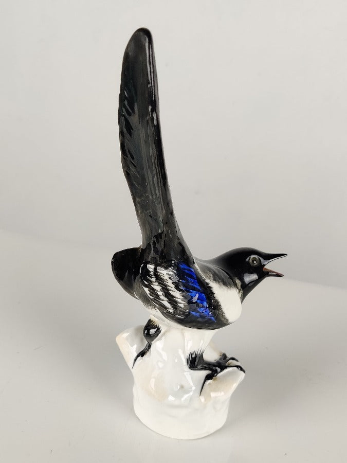 Porcelain Magpie Bird Figurine