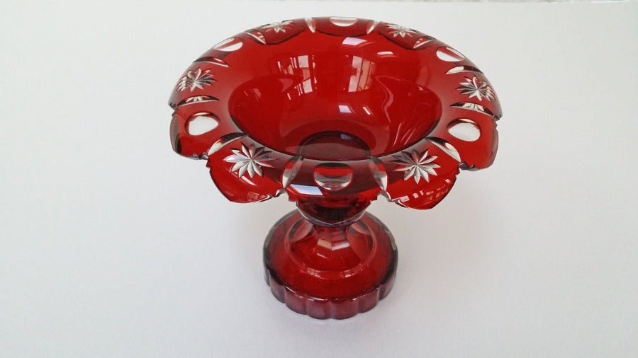 Ruby Cut Glass Bon Bon Dish