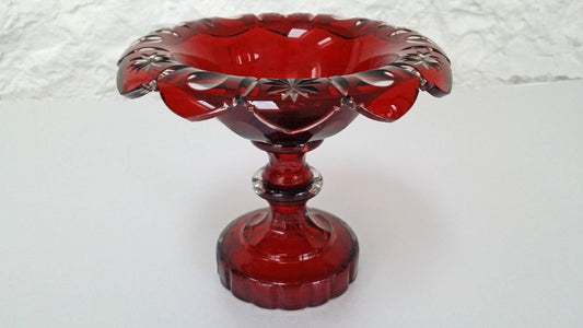 Ruby Cut Glass Bon Bon Dish