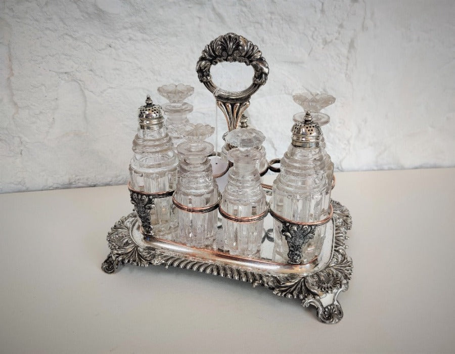 Silver & Cut Glass Cruet Set