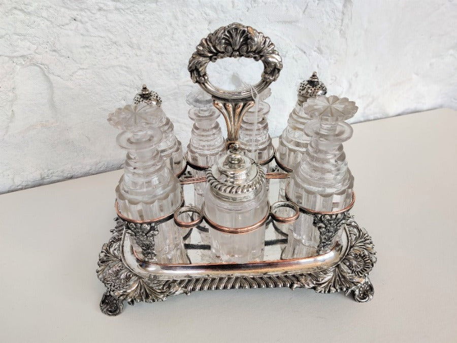 Silver & Cut Glass Cruet Set