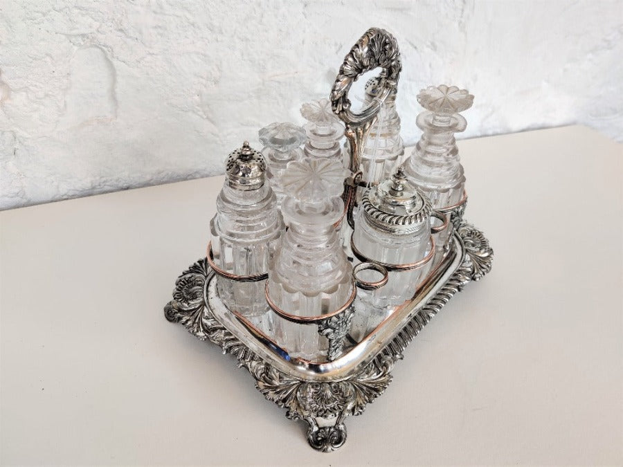 Silver & Cut Glass Cruet Set