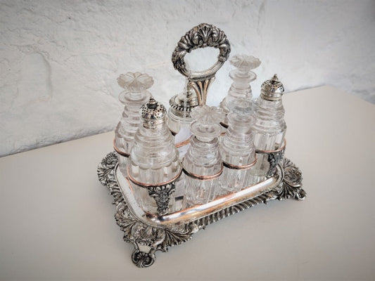 Silver & Cut Glass Cruet Set