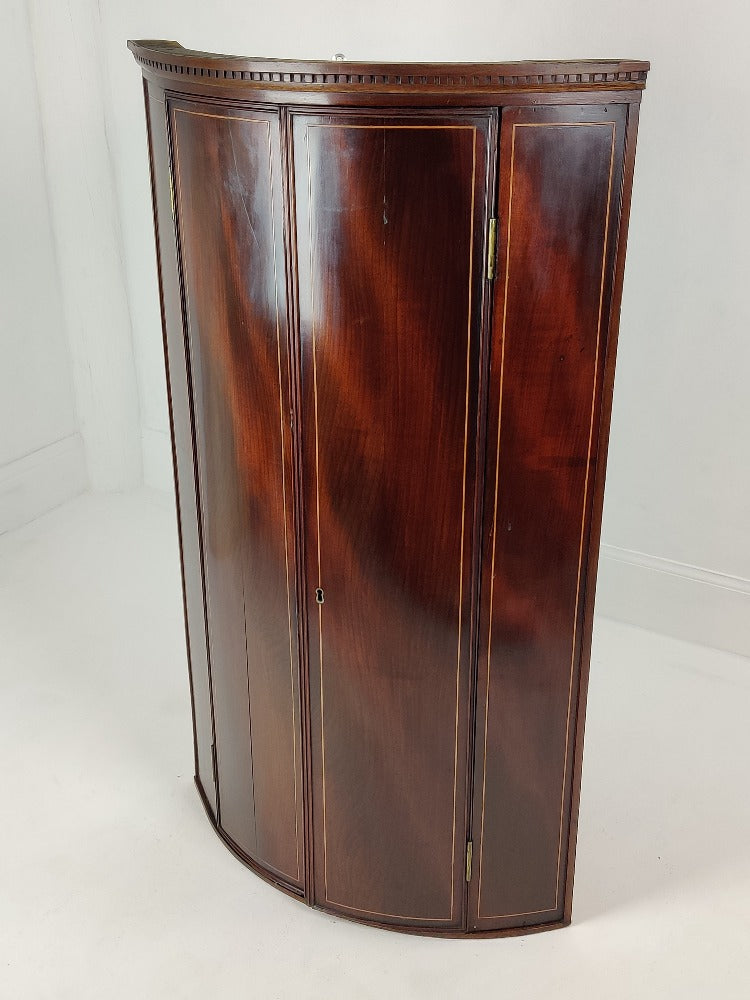 Mahogany Bow Front Corner Cupboard