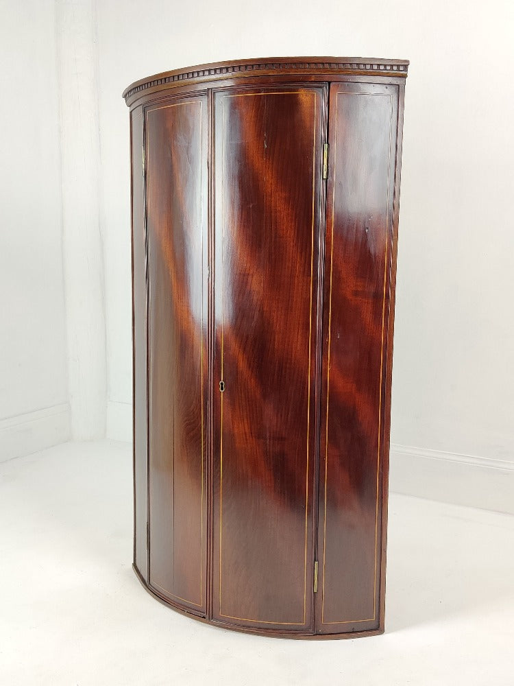 Mahogany Bow Front Corner Cupboard
