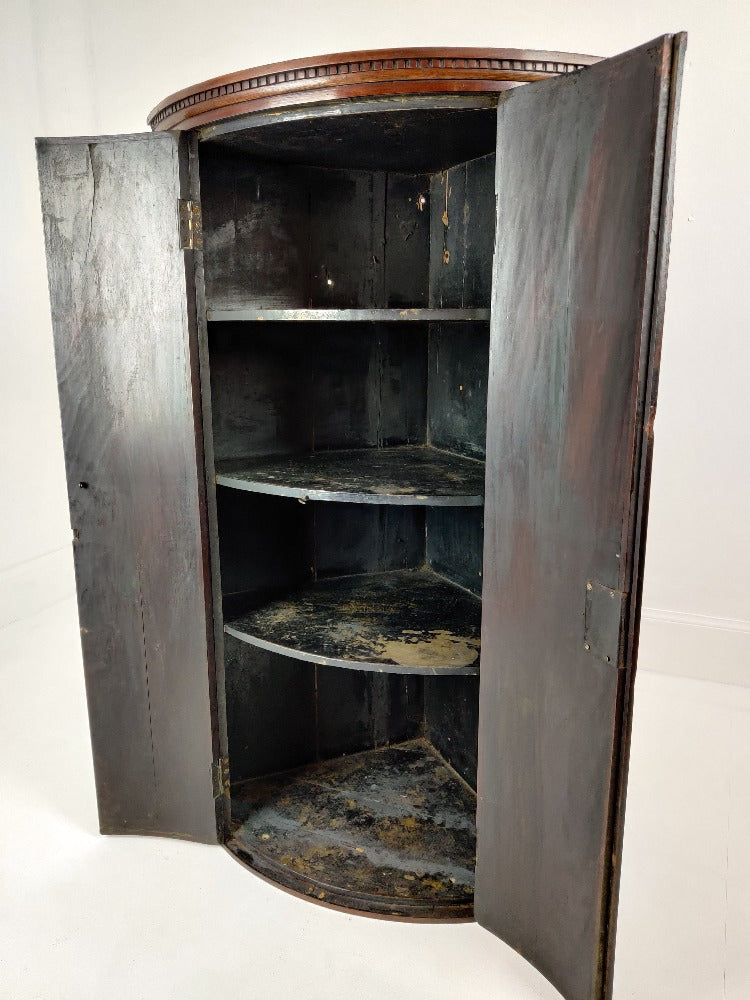 Mahogany Bow Front Corner Cupboard