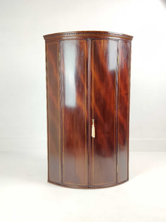 Mahogany Bow Front Corner Cupboard