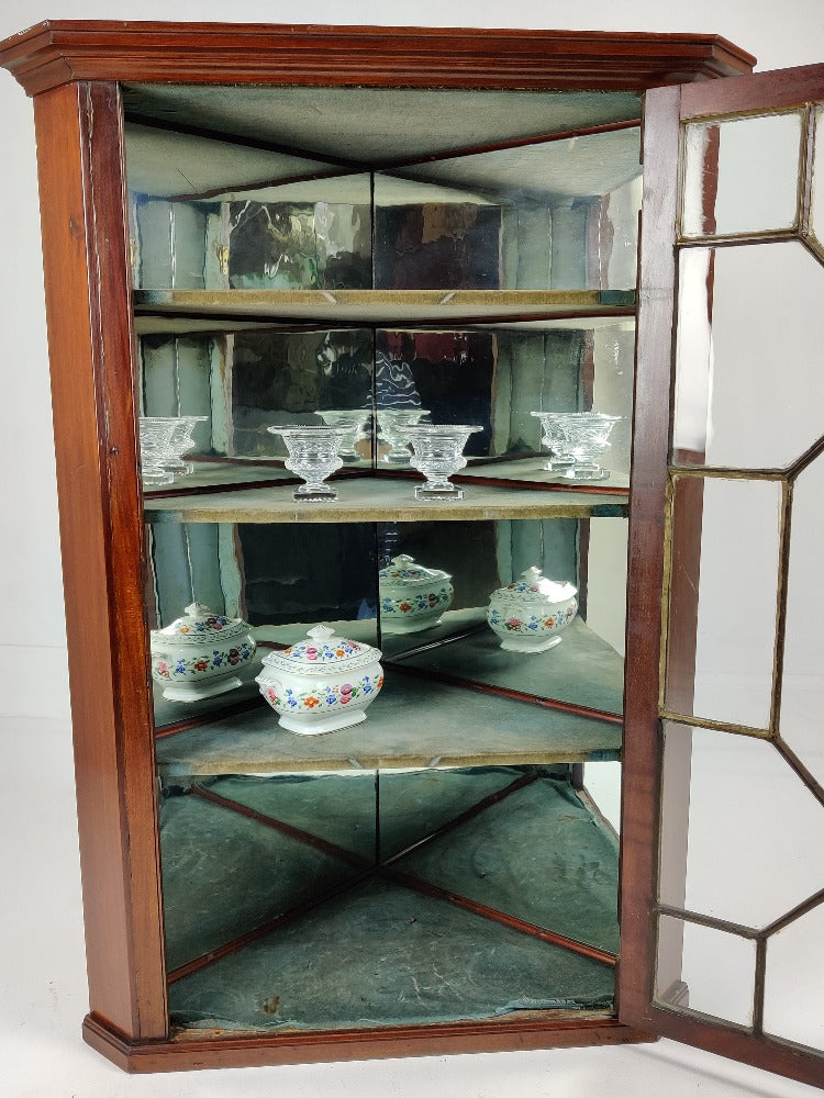 mirror backed corner cupboard