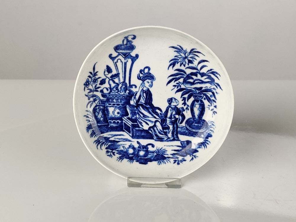 blue and white saucer