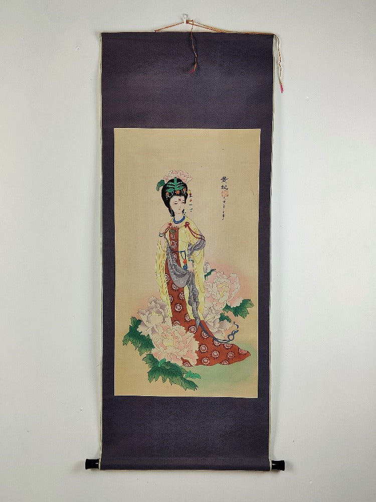 Chinese Watercolours on Silk Scrolls, The four beauties