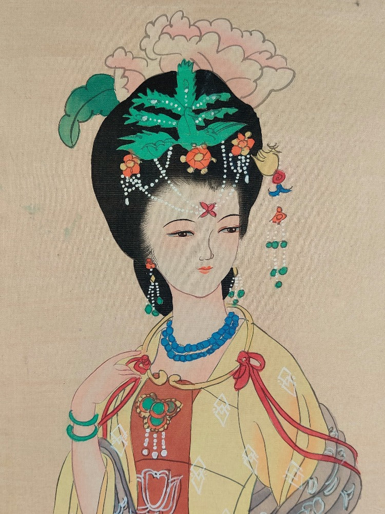 Chinese Watercolours on Silk Scrolls, The four beauties