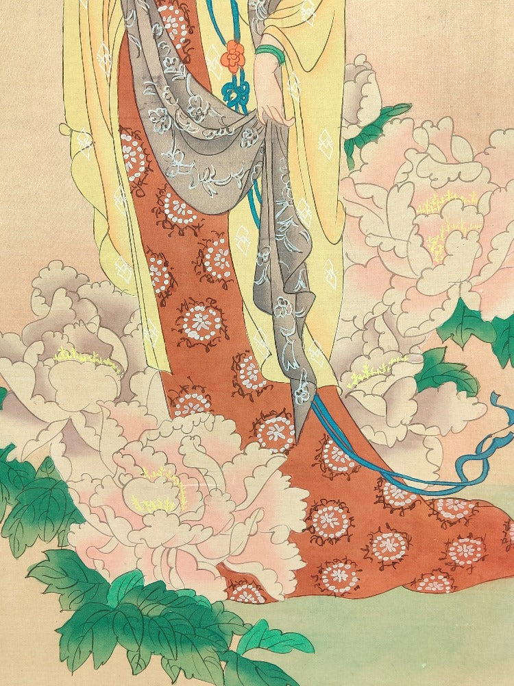Chinese Watercolours on Silk Scrolls, The four beauties