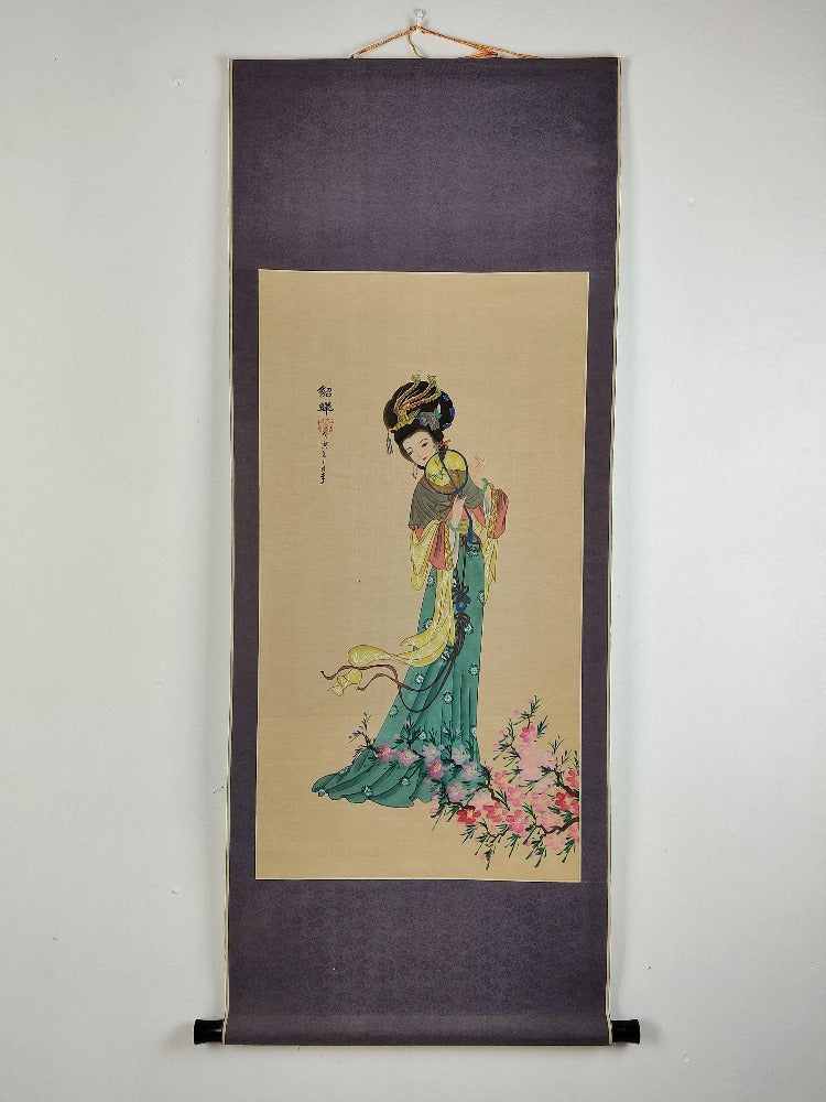 Chinese Watercolours on Silk Scrolls, The four beauties