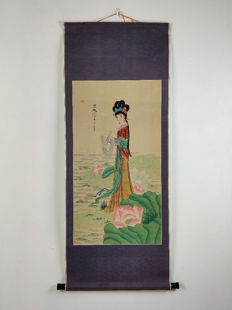 Chinese Watercolours on Silk Scrolls, The four beauties