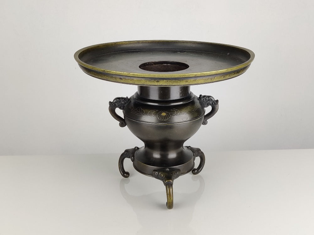 Japanese bronze ikebana vase