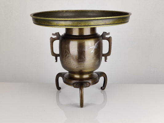Japanese bronze ikebana vase