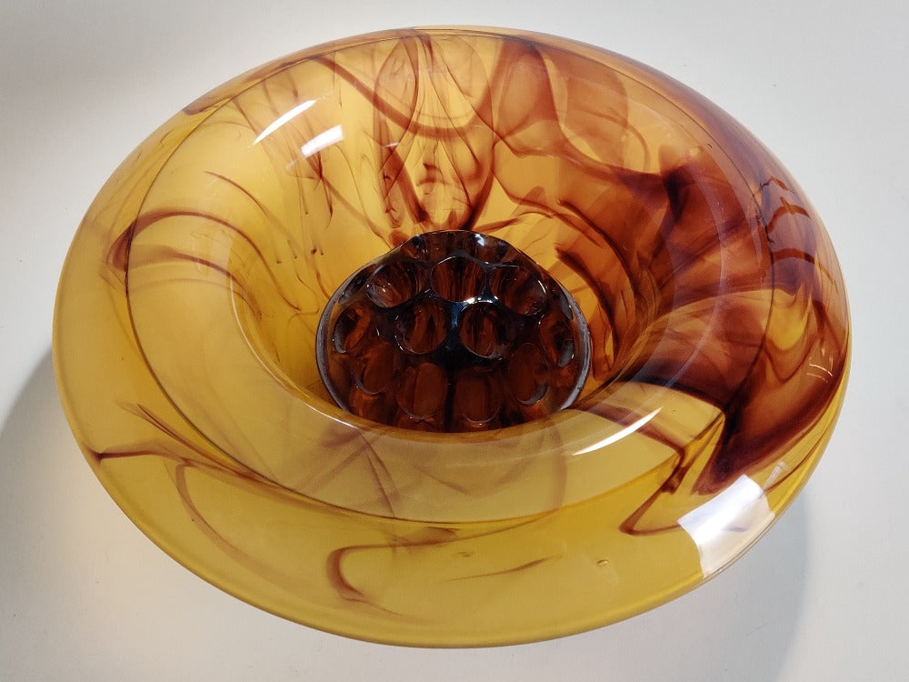 glass rose bowl