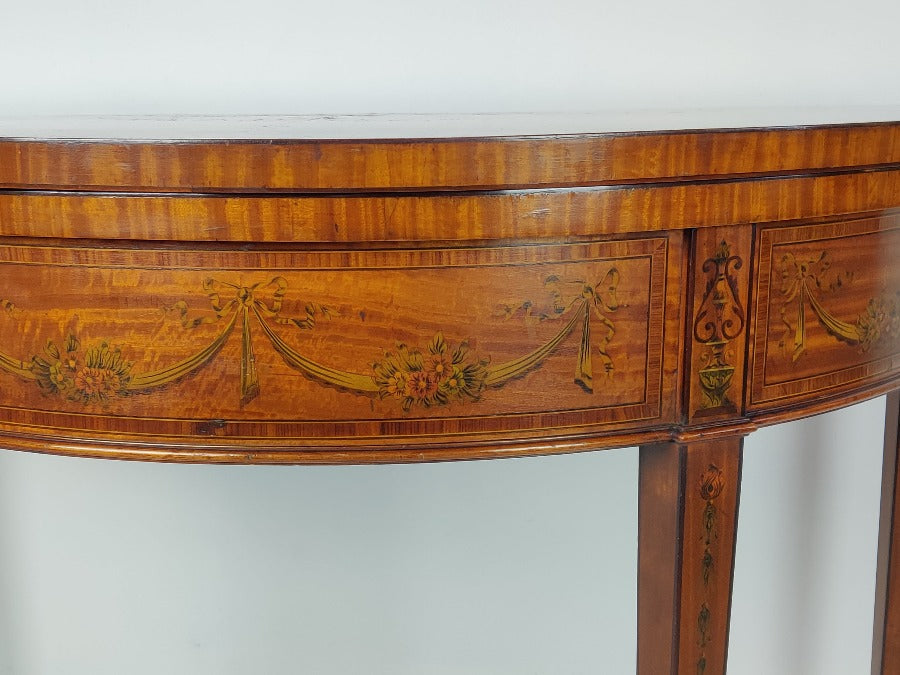 Satinwood Demi Lune Card Table
