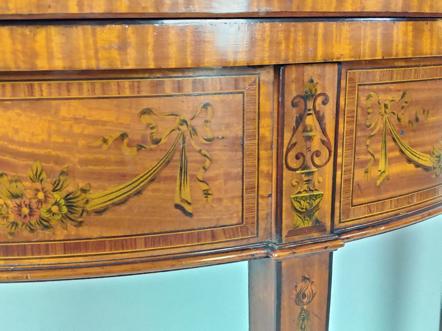 Satinwood Demi Lune Card Table