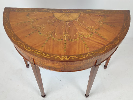 Satinwood Demi Lune Card Table