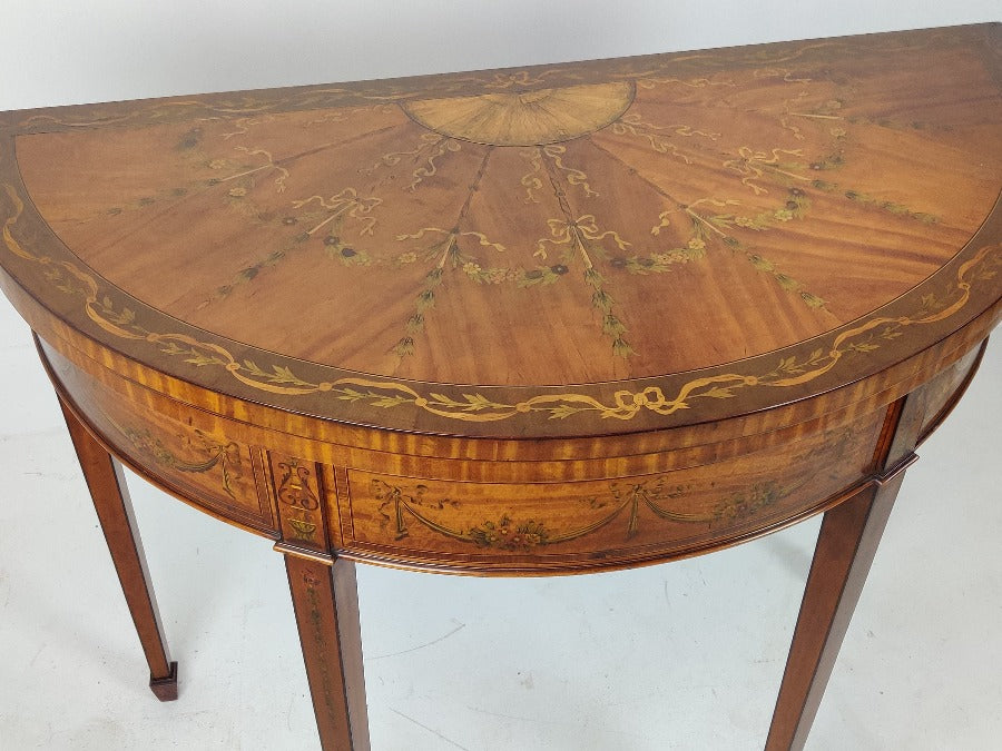 Sheraton inlaid card table