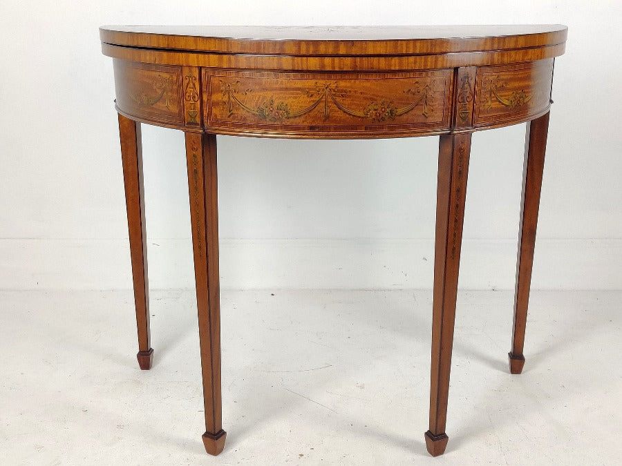Antique demi lune card table