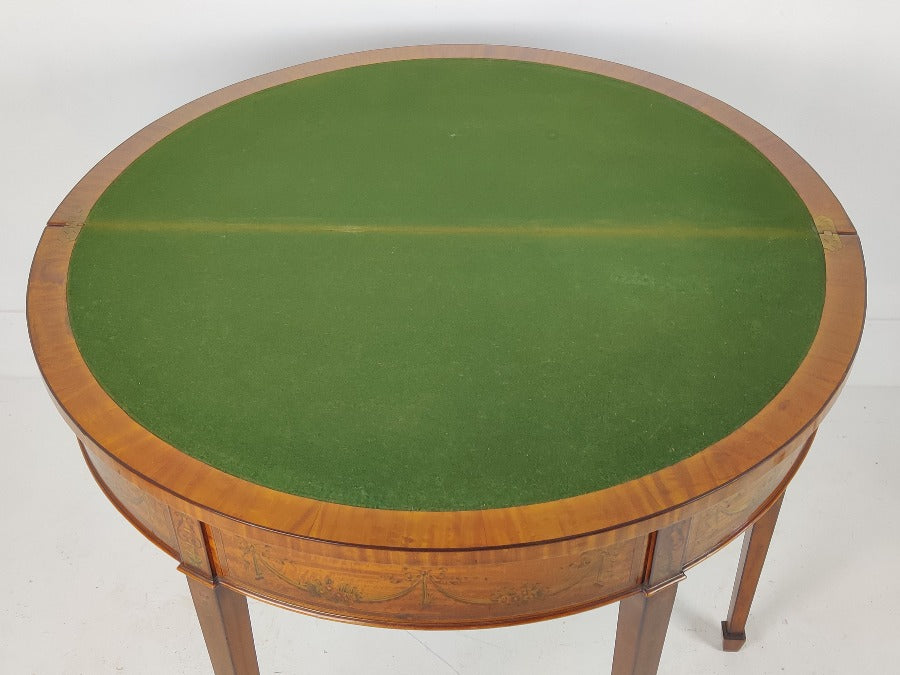 Satinwood Demi Lune Card Table